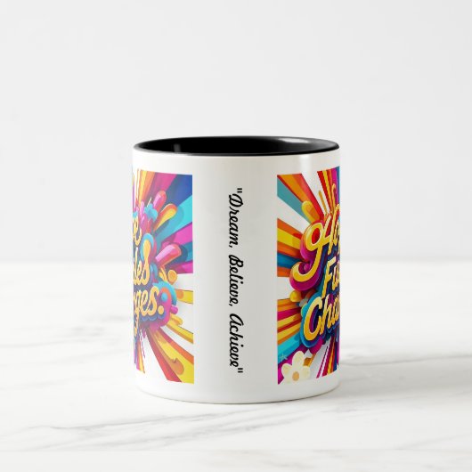 "Träume, Glauben, Erfolge" Zweifarbige Tasse (Mittel)