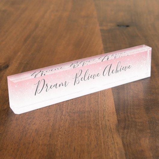 Träume glauben Motivierend rosa Silber erreichen Namensplakette (Seite)