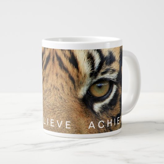 Träume glauben, Motivierend Zitat zu erzielen Ries Jumbo-Tasse (Vorderseite Rechts)