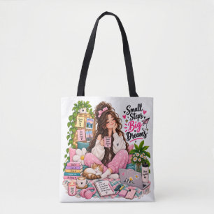 Träume Groß Cozy Girl – Kaffee, Bücher & Positive  Tasche
