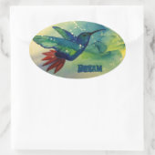 Träume groß! Hummingbird Wasserfarbenmalerei Ovaler Aufkleber (Tasche)