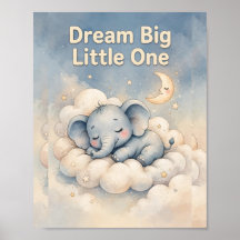 Träume groß, kleiner Elefant - Poster für das Kind