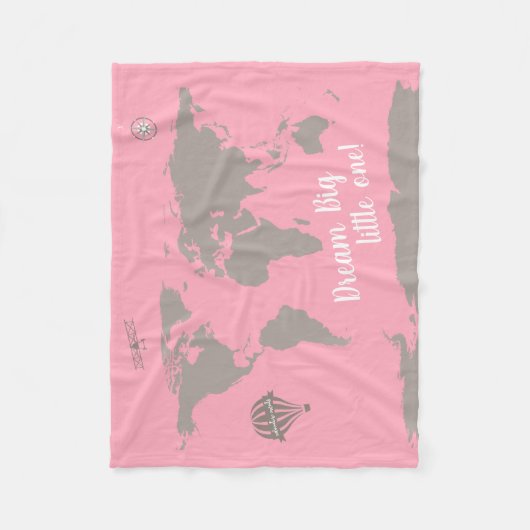 Träume groß kleiner! Rosa Babydecke Fleecedecke (Vorderseite)