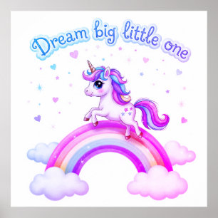 Träume Groß Kleines Einhorn Magie Poster