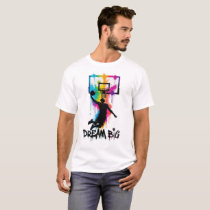 Träume groß Lebendiger Basketball-Slam-Dunk-Farb T-Shirt