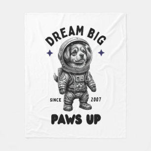 Träume groß, Pfoten hoch, Astronautenhund Fleecedecke