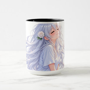Träume groß Silberhaar Anime-Mädchen Tasse