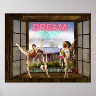 Träume größer Veränderte Kunst Vintage-Tänzer Poster