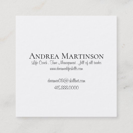 Träume Inspirationsstipografisches Design Quadratische Visitenkarte (Rückseite)