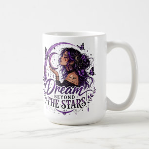 Träume jenseits der Sterne Himmelsviolett Hexe Kaffeetasse