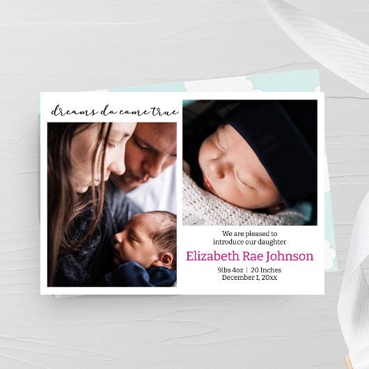 Träume kommen Wahres Foto Geburtstag Ankündigung