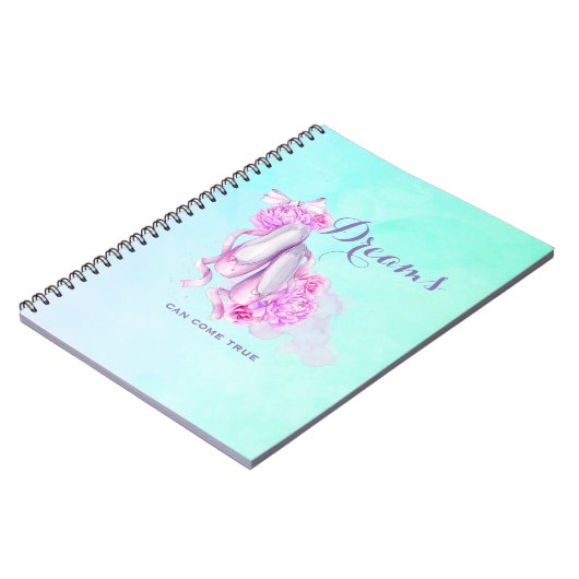 Träume können wahre Ballet Slippers in Aquarell Notizblock (Linke Seite)