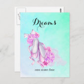 Träume können wahre Ballet Slippers in Aquarell Postkarte (Vorne/Hinten)