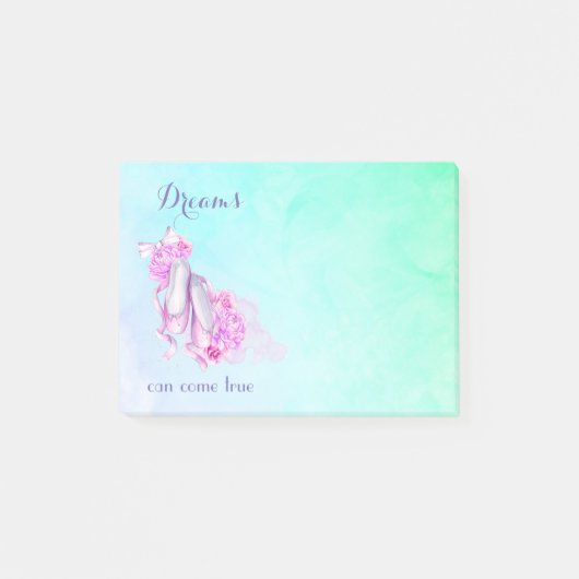 Träume können wahre rosa Ballet Slippers Post-it Klebezettel (Vorderseite)