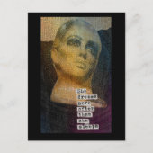 Träume öfter als sie schläft Frau Collage Postkarte (Vorderseite)