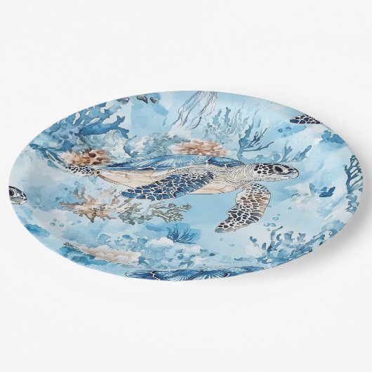 Träume unter dem Meer Papier Napkin Pappteller (Schrägansicht)