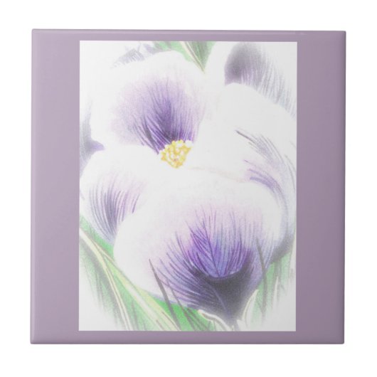 Träume vom Frühling als Krokus Tile Fliese (Vorderseite)