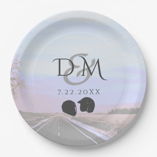 Träume von der Hochzeit von Motorrädern Pappteller (Vorderseite)