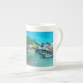 Träume von Polperro, Cornwall Bone China Tasse (Vorderseite Rechts)