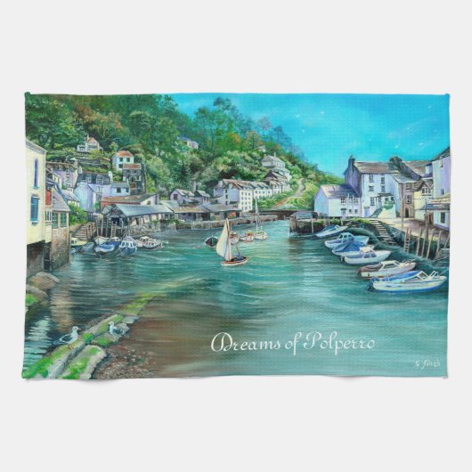 Träume von Polperro, Cornwall TeaHandtücher Geschirrtuch (Horizontal)