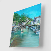 Träume von Polperro Quadratische Wanduhr (Winkel)