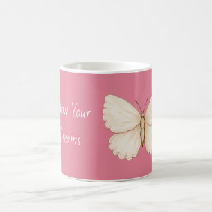 Träume von rosa weißen Schmetterlingen Kaffeetasse