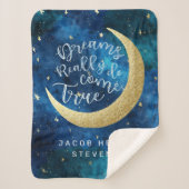 Träume wahrhaft Treue zu Moon & Stars Kindername Sherpadecke (Vorderseite)