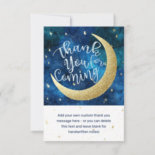 Träume wahrhaftig Treue zu Moon Stars Kinderdusche Dankeskarte (Vorderseite)