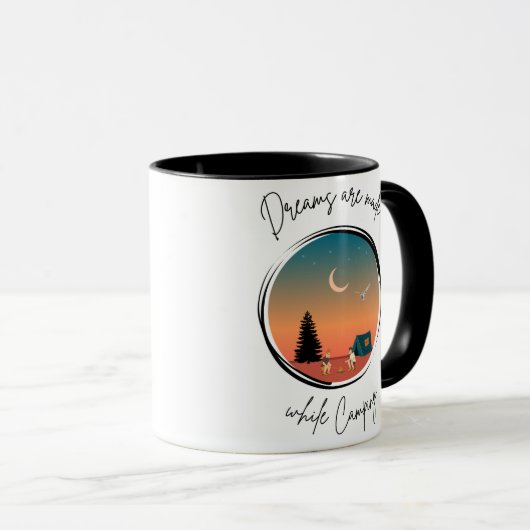 Träume werden gemacht, während Camping Kaffee-Tass Tasse (VorderseiteRechts)