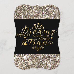 TRÄUME WERDEN TATSÄCHLICH WAHR Gold Glitter Einlad Einladung