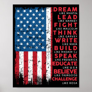 Träume wie Martin Vintage USA-Flagge Geschenk Poster