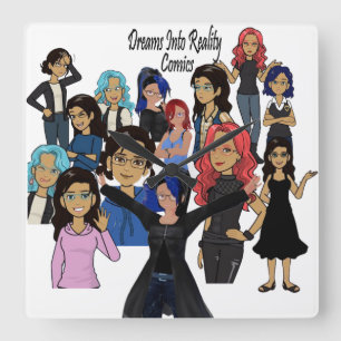 TräumeIntoRealityComics Ashlyn Tempest Cover Art Quadratische Wanduhr