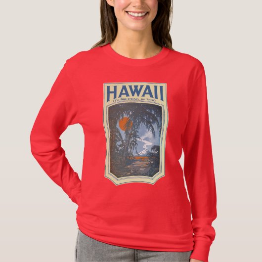 Träumen dunklen langen T-Shirts Hülse Hawaii-Damen (Vorderseite)
