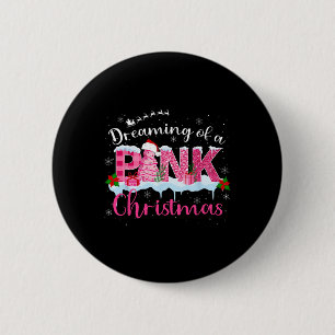 Träumen einer rosa Weihnachtsbaumkuchen-Weihnachts Button