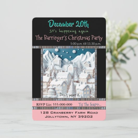 Träumen einer weißen Weihnachtszeit-Party Einladun Einladung (Stehend Vorderseite)