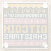 Träumen eines BITCOIN CHRISTMAS Imitats Strick Mus Glasuntersetzer (Rückseite)