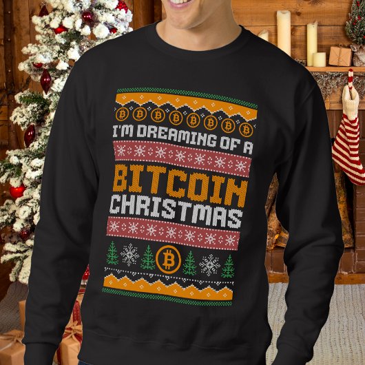 Träumen eines BITCOIN CHRISTMAS Imitats Strick Mus Sweatshirt