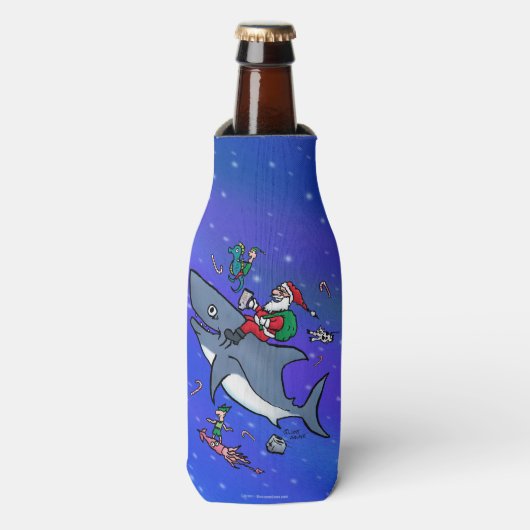 Träumen eines großen Weißen Hais Weihnachten Flaschenkühler (Flaschenvorderseite)