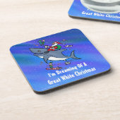 Träumen eines großen weißen Hais Weihnachten Getränkeuntersetzer (Linke Seite)