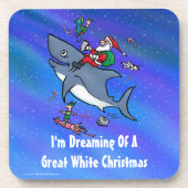Träumen eines großen weißen Hais Weihnachten Getränkeuntersetzer (Vorderseite)