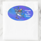 Träumen eines großen weißen Hais Weihnachten Ovaler Aufkleber (Tasche)