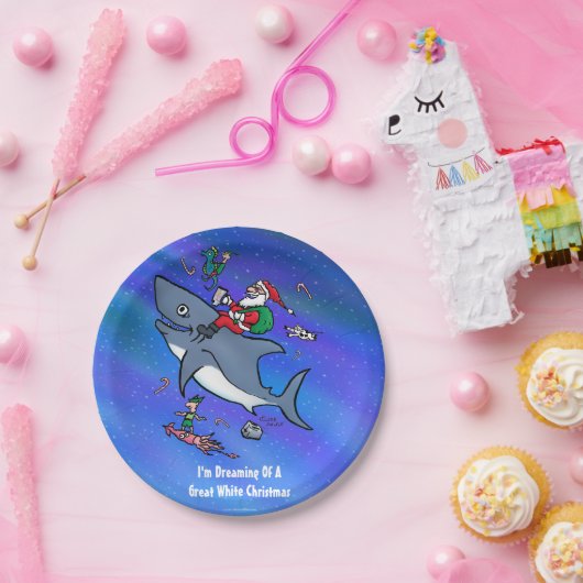 Träumen eines großen Weißen Hais Weihnachten Pappteller (Party)