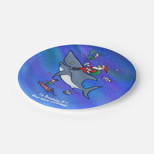 Träumen eines großen Weißen Hais Weihnachten Pappteller (Schrägansicht)