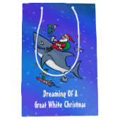 Träumen eines großen Weißen Hais Weihnachtsgewohnh Mittlere Geschenktüte (Vorderseite)