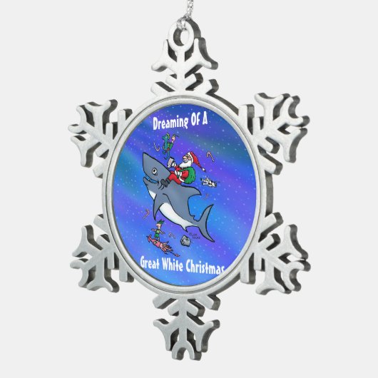 Träumen eines großen weißen Weihnachtsschmucks Schneeflocken Zinn-Ornament (Rechts)