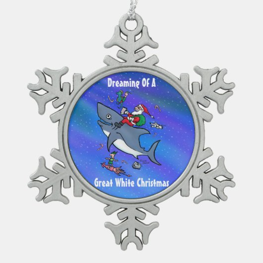 Träumen eines großen weißen Weihnachtsschmucks Schneeflocken Zinn-Ornament (Vorderseite)