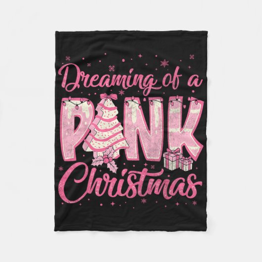 Träumen eines rosa Weihnachtsbaum Kuchen Funny Wei Fleecedecke (Vorderseite)