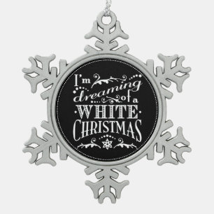 Träumen eines weißen Weihnachtskhalkboardzimmers Schneeflocken Zinn-Ornament