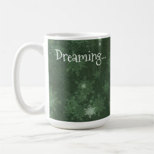 Träumen eines weißen Weihnachtsschneeflocken auf G Kaffeetasse