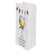 Träumen eines weißen Weihnachtsweins Lover Geschenktüte Für Weinflaschen (Vorderseite Schrägansicht)